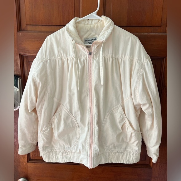 Vintage Jackets & Blazers - Vintage Weather Wise Betsy B Jacket Cream Pink Windbreaker Lightweight 90s M